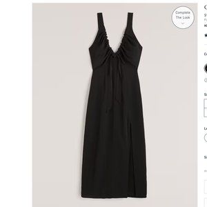 Abercrombie Black Cinched Neck Slip Midi Dress